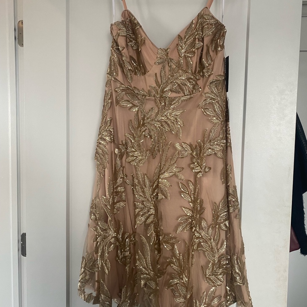 Lulu's Nude and Gold Sequin Midi Dress Size XL